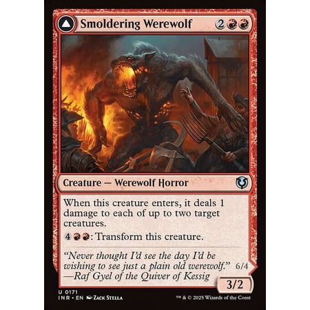 MtG Innistrad Remastered Uncommon Smoldering Werewolf // Erupting Dreadwolf #171