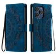 thumbnail image 2 of Flip Case for iPhone 16 Pro Max , Totem Embossed Flowers Premium PU Leather Wallet Folio Cover with Card Holder Kickstand Compatible with iPhone 16 Pro Max - Blue, 2 of 14