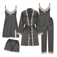 thumbnail image 2 of Sakmal 5PC Women Robes Satin Plus Size Lightweight Long Length Bathrobe for Women Gray Soft Robe for Women 3XL, 2 of 9