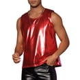 thumbnail image 4 of Camiseta sin mangas metálica Inspire Chic para hombre, cuello redondo, brillante, fiesta disco, color rojo, 4 of 6