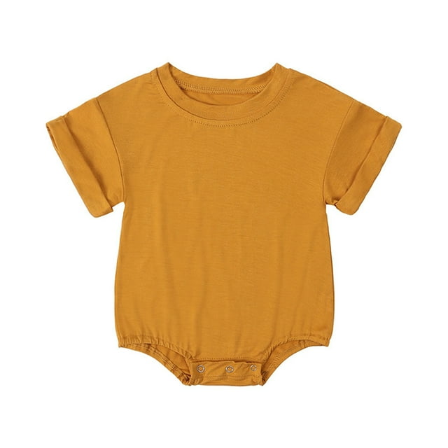 Timegard Newborn Onesie Toddler Boys Girls Short Sleeve Comfy Rompers Unisex Infant Outfits Solid Color