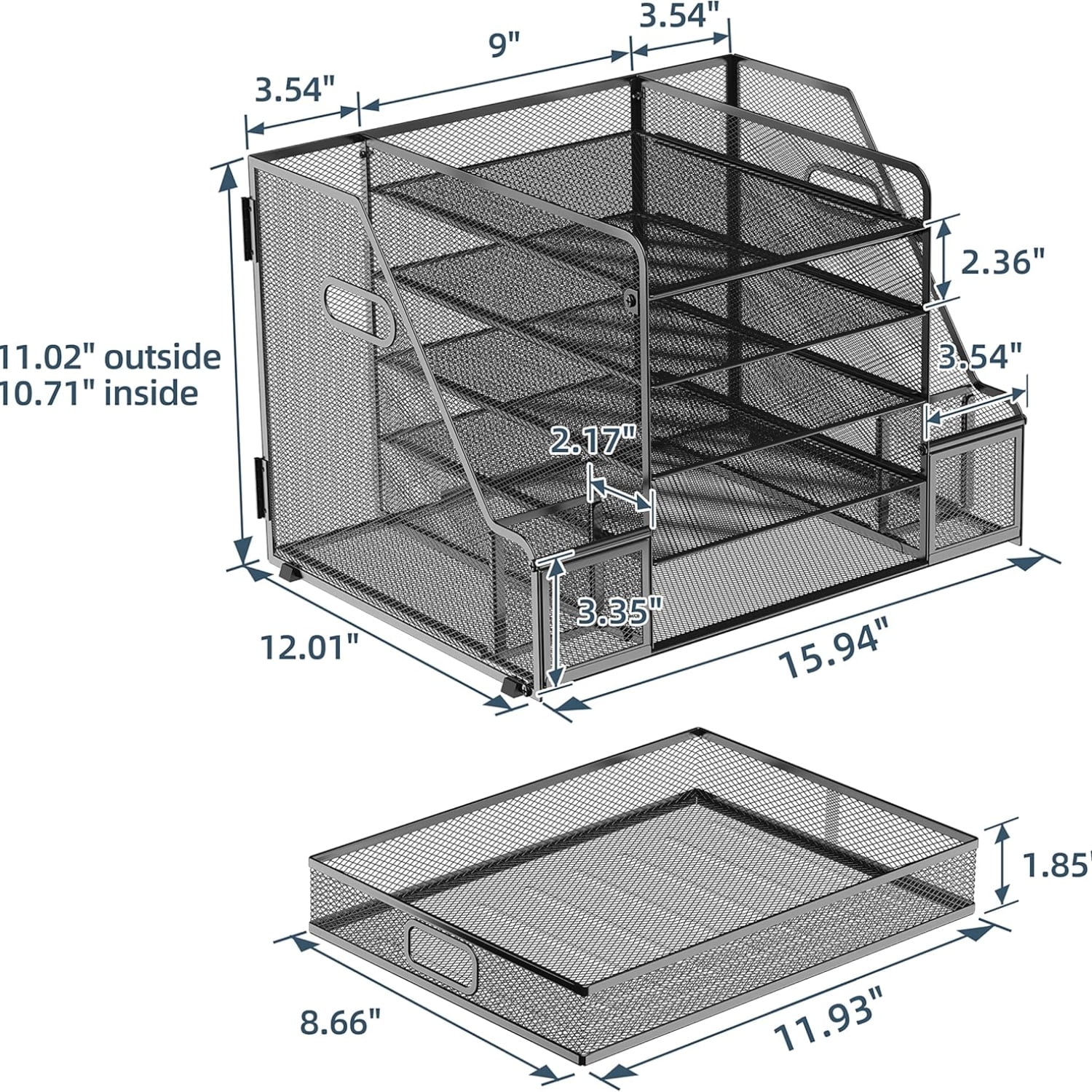 INTIGE 5-Tier Tray-style Document Rack, Desktop Document Sorter with Bookends for Home and Office
