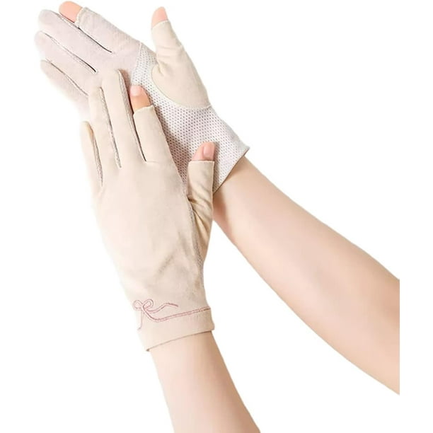 SHAR Apricot, Women Sun Protection Gloves Summer Cotton Breathable