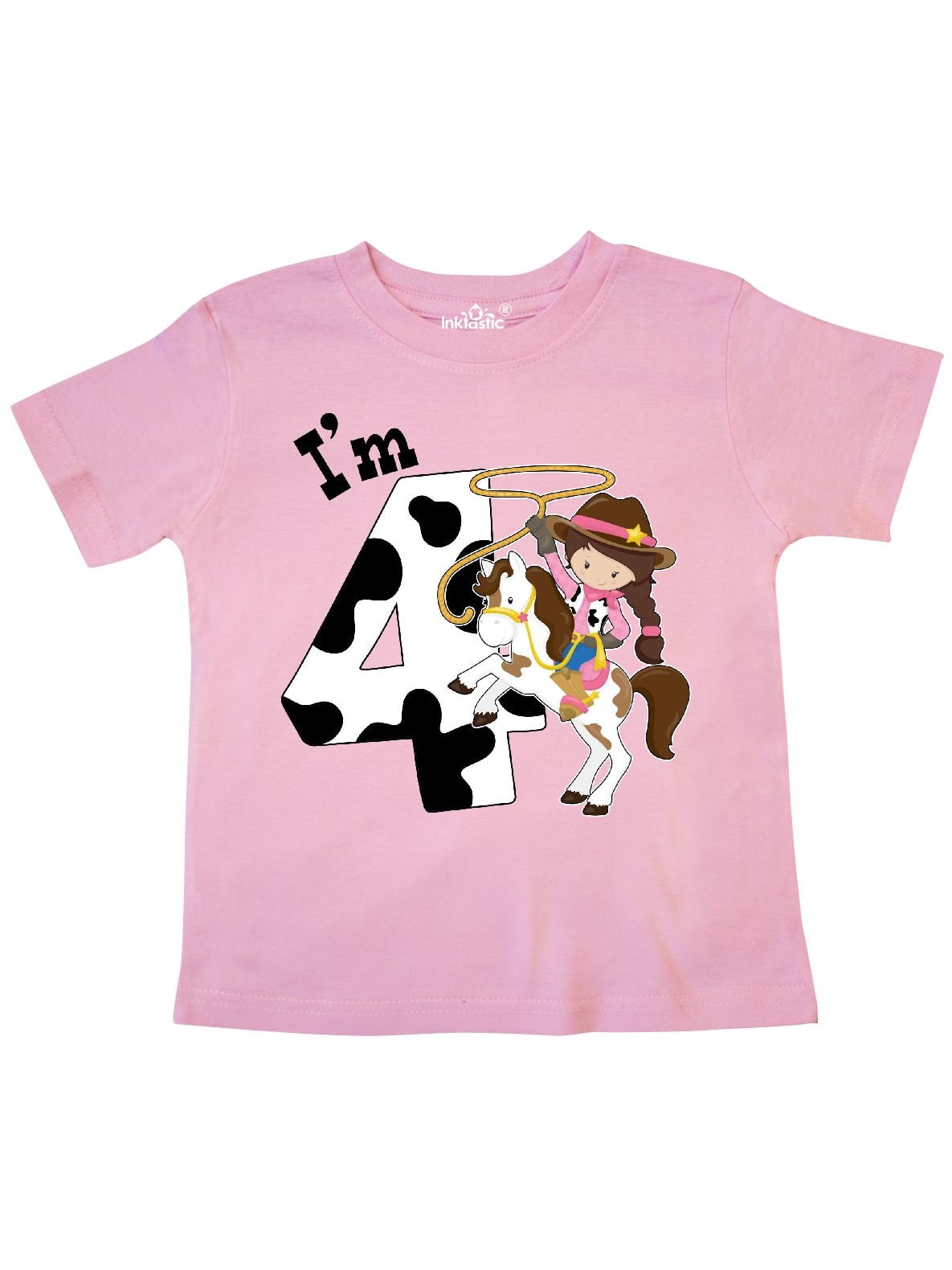 inktastic Im Four-Cowgirl Riding Horse Birthday Toddler T-Shirt