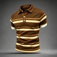 thumbnail image 4 of Men's Retro Color Block Striped Short Sleeve Polo Shirt, Classic Lapel 3 Button Placket Vintage Pique Knit Golf Tee, Casual Breathable Summer Polo Top for Men Daily Smart Casual Wear Sizes S-5XL, 4 of 4
