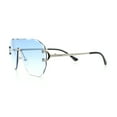 thumbnail image 6 of Oversize Luxury Hip Hop Gangster Swagger Rimless Racer Shield Sunglasses [Silver - Blue], 6 of 7