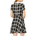 thumbnail image 4 of Allegra K Women's Peter Pan Collar Puff Sleeves Above Knee Plaid Dress, 4 of 7