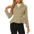 thumbnail image 1 of INSPIRE CHIC Blazer Péplum Élégant pour Femme à Double Boutonnage, Revers Cranté, Manches Longues, Camel, S, 1 of 5