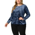 thumbnail image 4 of MODA NOVA Juniors Plus SIze Crew Neck Long Sleeves Fashion Velvet Top, 4 of 4