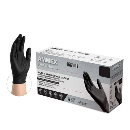 

AMMEX Black Nitrile Disposable Exam Gloves 3 Mil X-Large 100/Box