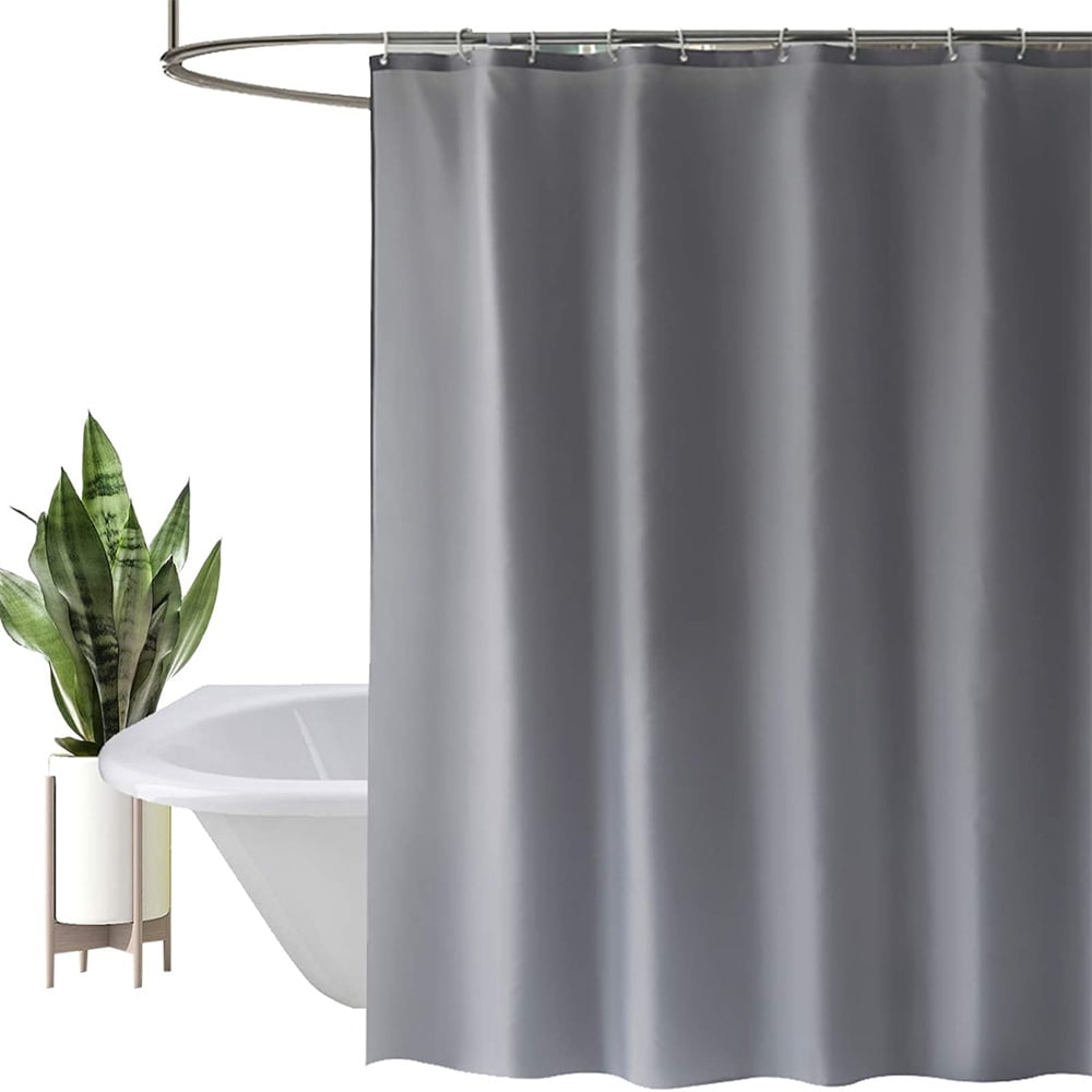 Fabric Shower Curtain Plain White All Sizes With Weighted Hem & With Hooks Rings 
