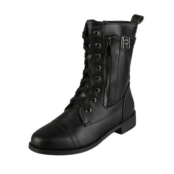 dmqupv Knee High Combat Boots for Women Wide Calf Boots Boots Shoes Zipper Knee High Boots for Women Wide Calf Size 6 Black 7