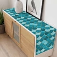thumbnail image 4 of Green Table Runner - 70 Inch Long, Kitchen Dining Table Runner Dresser Scarves, Modern Geometric Fish Scale Abstract Moroccan Farmhouse Decor for Coffee Tables Wedding Party Banquet, 4 of 8
