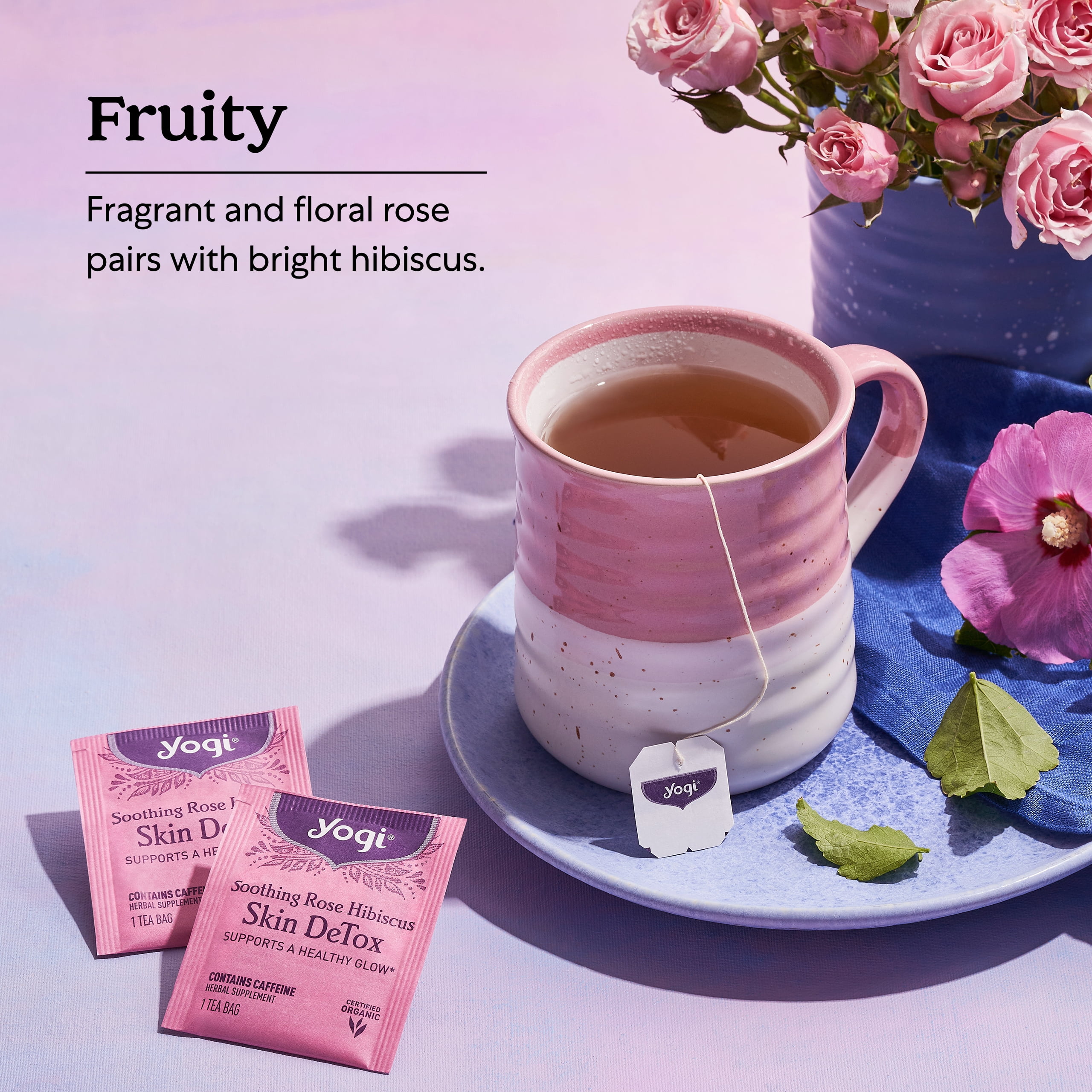 Yogi Tea Soothing Rose Hibiscus Skin DeTox, Green Tea, Wellness Tea Bags, 6 Boxes of 16