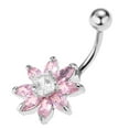 thumbnail image 4 of hengtong 5X Stainless Steel Chrysanthemum Belly Button Navel +Pink, 4 of 9