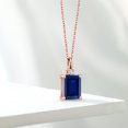 thumbnail image 4 of 18K Rose Gold Plated Silver Blue Created Sapphire and White Created Sapphire Pendant Necklace for Women (4.04 Cttw, Gemstone September Birthstone, Emerald Cut 10X8MM with 18 inch Silver Chain), 4 of 4