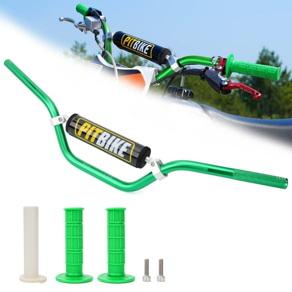 Handle Bar 7/8"" 22Mm Handlebar Green + Foam Pad + Grips Compatible With Crf Yzf Kxf Klx Rmz Drz Pit Dirt Bike Motocross