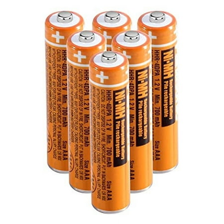 NI-MH AAA Rechargeable Battery 1.2V 700mah 6-Pack HHR-4DPA AAA Batteries for Panasonic Cordless Phones, Remote Controls, Electronics
