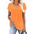 thumbnail image 5 of Jalioing Women's Shirts Pleated Flowy Cross V Neck Tunic Blouses Trendy Loose Short Sleeve Tops Summer Outfits, 5 of 7