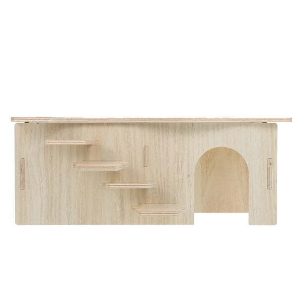 ColoMX Nido de chinchilla de madera casa de madera para pequeño nido escondite de hámster mascota con escalera