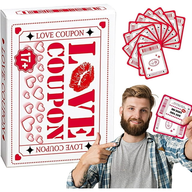 Cupones de amor rojo rosa para parejas | Juegos de cartas portátiles dedicados, cupones de amor, barajas de cartas con texto claramente impreso para diversión romántica