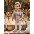 thumbnail image 4 of Cjfdfy Baby Girl Fall Plaid Romper Croissant Print Letter Embroidery Long Sleeve Doll Collar Bodysuit with Bow Headband 2-Piece Set Thanksgiving Outfit  My Rolls Are Homemade Letter Set, 4 of 9