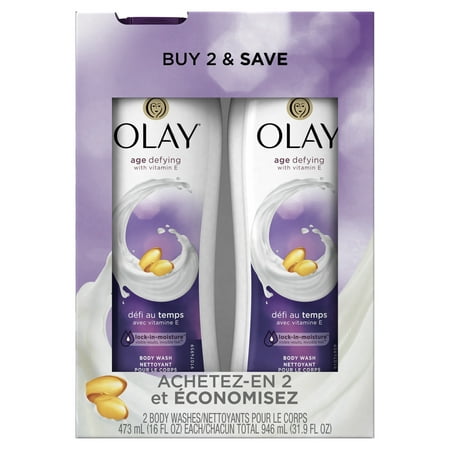 Olay Age Defying Body Wash with Vitamin E, 2x16 oz (Twin Pack)