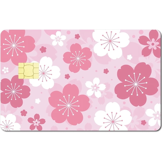 Credit Card Skin Debit Card Skin Debit Card Sticker Cover No Bubble Slim Small Chip Personalized Bank Card Protecting Decal Removable Transportation Key Card Pink Cherry Blossom 7.3x5.4Inch