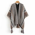 thumbnail image 3 of GZWYHT Shawl Wraps,Shawl Womens Shawls Soft And Comfortable Knitted Sweater Tops Shawl Tassel Fringed Wraps Matching Cardigan Sweater Irregular Hem Splicing Colourful Sweater Cardigan Scarf Grey, 3 of 4