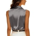 thumbnail image 5 of VBVC Women's Satin Sleeveless Collared Blouse, Ladies' Lightweight V-Neck Tank Top, Elegant Solid Color Work Cami For Women,Gray,S-3XL, 5 of 9