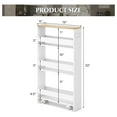 thumbnail image 4 of Slim Storage Cart, 4-Tier Rolling Cart with Handle & Wooden Top for Kitchen Bathroom Laundry Living Room Narrow Small Spaces, 5 Inches Width (White & Natural), 4 of 8
