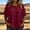 Wine, variant on QUNYINEY Cotton Linen Casual T Shirts for Women Short Sleeve Summer Pink Tops Pleated Crew Neck Loose Fit Pullover Shirts