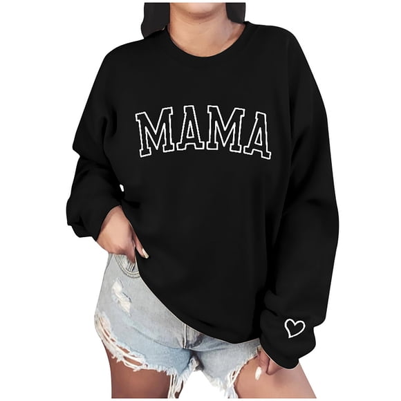 Penkiiy Mama Sweatshirt de manga larga Cheer Mom Shirt para Béisbol Fútbol Baile Baile Sport Suéter Top M Negro