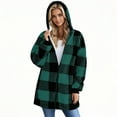 thumbnail image 5 of Dwralegc Flannel Jacket Women Fuzzy Plaid Zip Up Jackets Warm Winter Coats Casual Oversized Christmas Outerwear Sherpa Fleece Jacket with Pockets Clearance Dark Green 5XL, 5 of 8