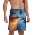 thumbnail image 2 of Pofeuu Red And Blue Fire Dragon A Print Men's Soft Woven Elastic Waistband Sleep Pajama Short-Medium, 2 of 6
