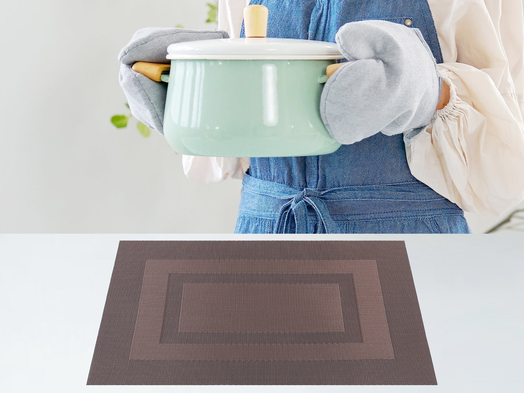Unique Bargains Set of 6 Placemats for Kitchen Table Decor Brown