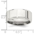 thumbnail image 2 of Sterling Silver 8mm Polished Flat Notched Beveled Edge Fancy Band Size 13 QWB121, 2 of 5