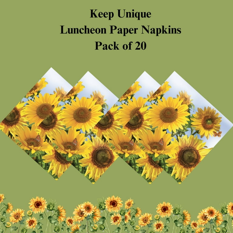 20-ct 6.5 Floral Napkins for Decoupage Sunflower Napkins Vintage Floral Paper Napkins Pretty Flower Napkins Decorative Napkins for Decoupage Fall