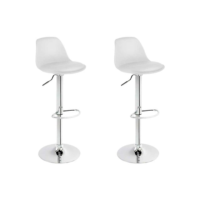 Set de 2 Sillas De Bar Giratorias Con Respaldo Desayunador