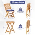thumbnail image 4 of Giantex 3Pcs Patio Bistro Set, Wood Folding Table Set, 2 Cushioned Chairs for Garden Yard, 4 of 10