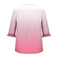 thumbnail image 6 of GERsome Short Sleeve T-Shirts for Women Trendy 3/4 Ruffle Sleeve Crew Neck Loose Fit Shirts Gradient Print Summer Casual Tunic Tops, Sizes S-3XL, 6 of 7