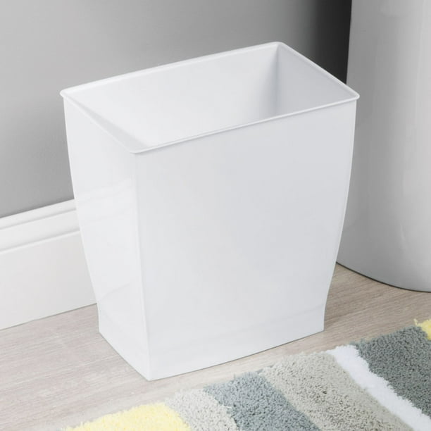 InterDesign Mono White Rectangular Wastebasket
