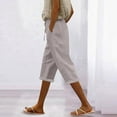 thumbnail image 4 of Capri Pants for Women 2025 Solid Color High Waist Soft Lightweight Casual Capris with Pockets Womens Cropped Pants, 4 of 6