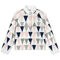 thumbnail image 4 of Jackets for Women Winter Coat Jackets Flannel Stand Collar Jacket(Pink Gray Navy Triangle Pattern,Size:S-4XL), 4 of 7