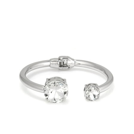 Crystal Hinge - TAZZA WOMEN'S RHODIUM WHITE CRYSTAL HINGED BRACELETS