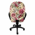 thumbnail image 3 of Floral Office Chair Slipcover, Vintage Peony Flowers Leaves Watercolor Look Romantic Arrangement Painting Print, Protective Stretch Decorative Fabric Cover, Standard Size, Multicolor, by Ambesonne, 3 of 5