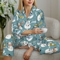thumbnail image 6 of Pajamas for Women Set - Snowflake Scarf Snowman Comfy Long Sleeve Button Up Pajama Sets for Women 2 Piece, Soft Sleepwear Nightwear Pjs Lounge Sets for Women with Pockets, 6 of 6