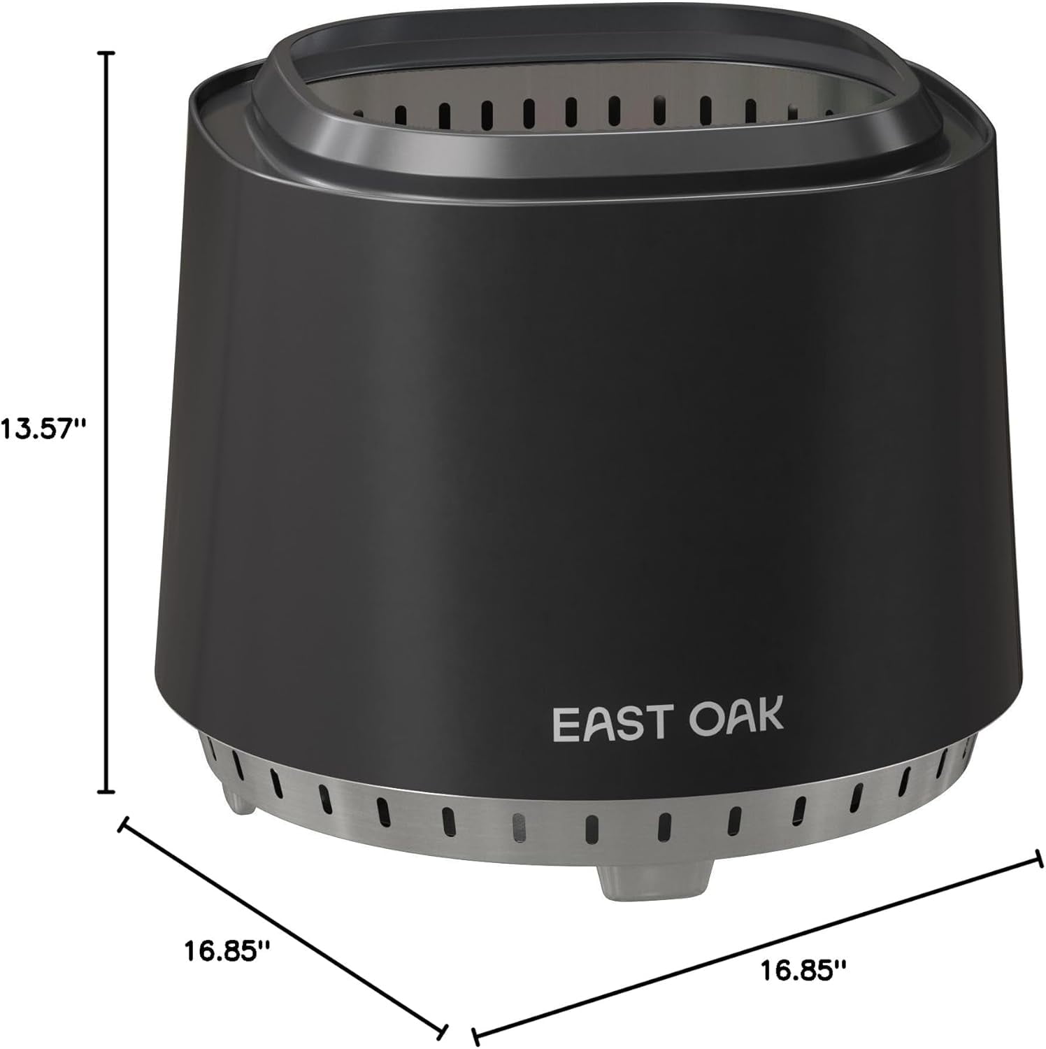 East Oak Stainless Steel Fire Pit 17" Low Smoke Fire Pits for Outside with Poker, Black
