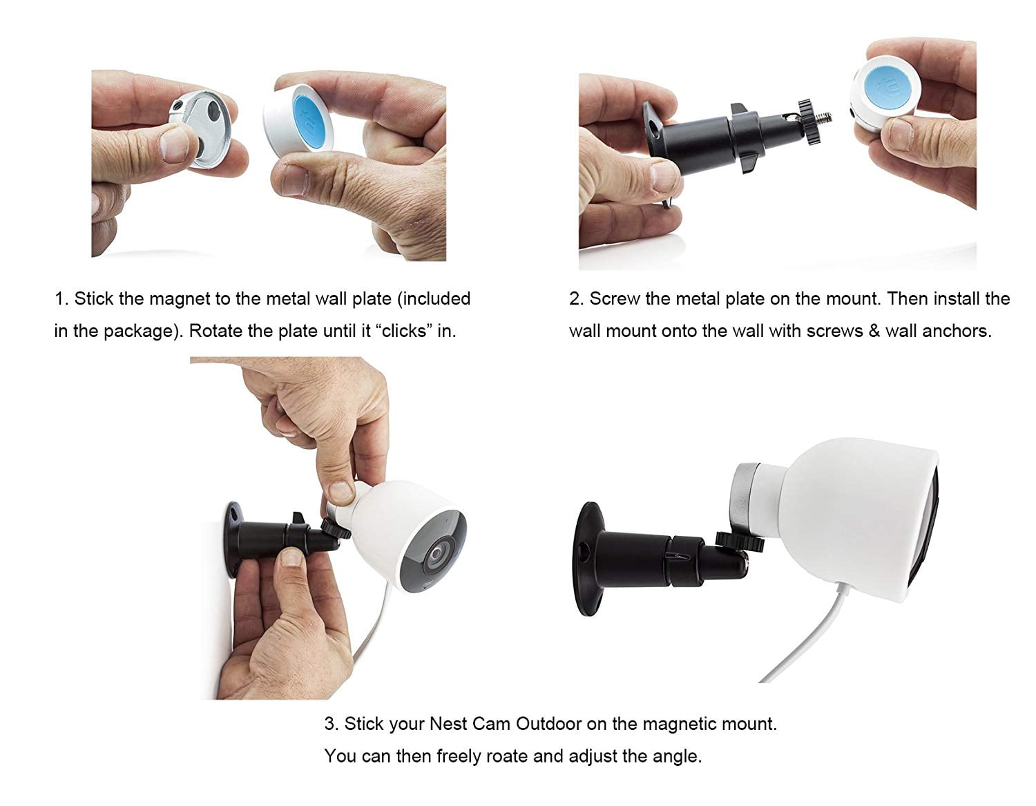 Versatile Aluminum Wall Mount by Wasserstein for Nest Cam Outdoor Mount your Nest Cam Outdoor and angle it whichever way you like White