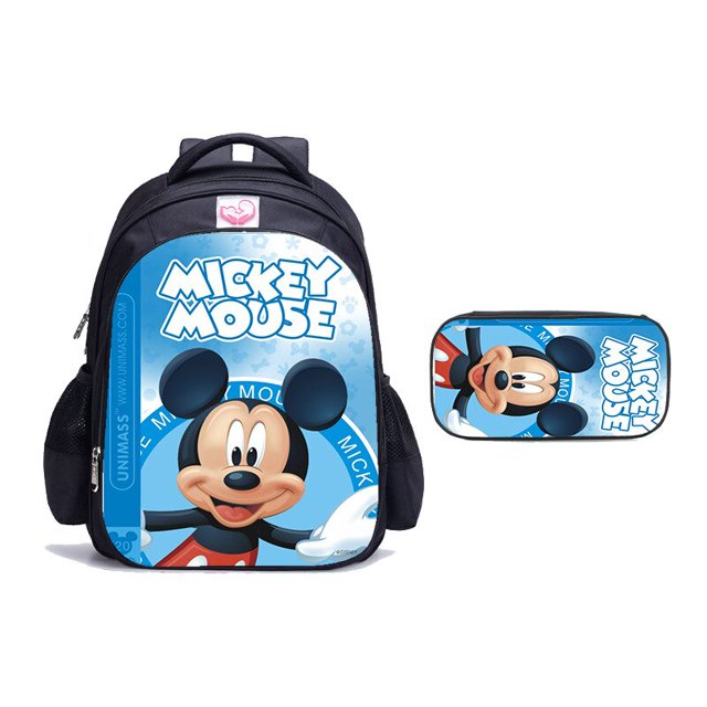 Mochila de Mickey Mouse de Disney para adolescentes, niños y niñas, mochila escolar con estuche para lápices, mochila de viaje de negocios de Anime de dibujos animados, 2 uds. Gao Jinjia LED